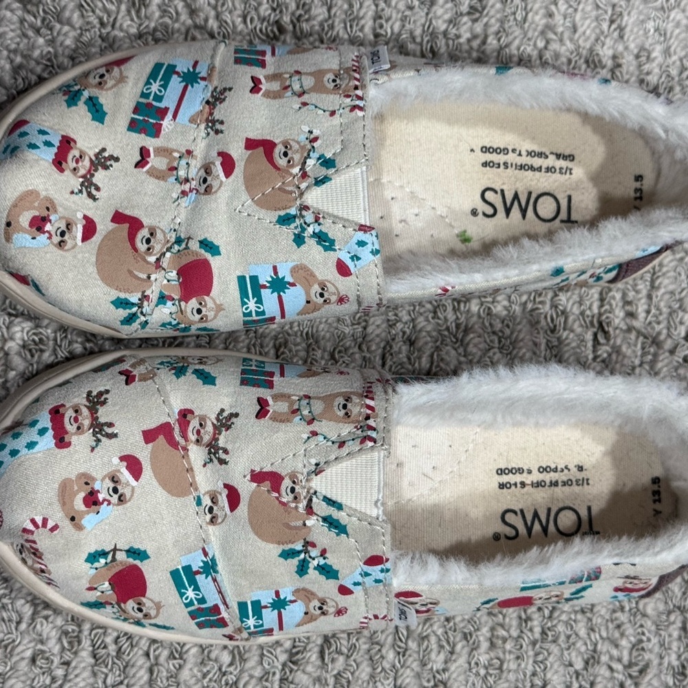 TOMS Cozy White Furry Slip-Ons - Picture 2 of 5